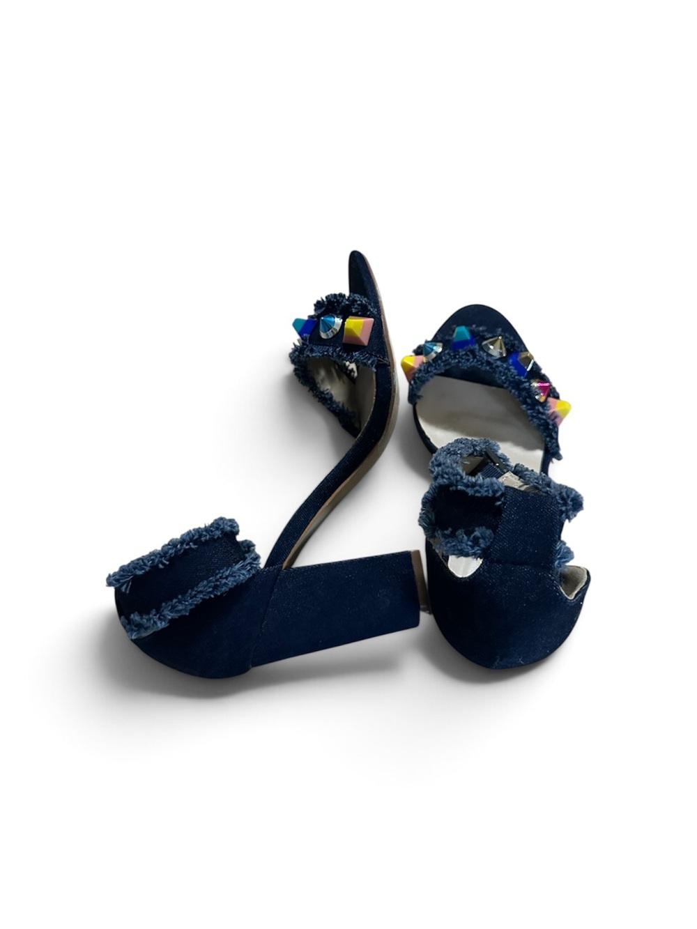 Catherine Malandrino Denim Embellished Women’s Ankle-Strap 4” Heels